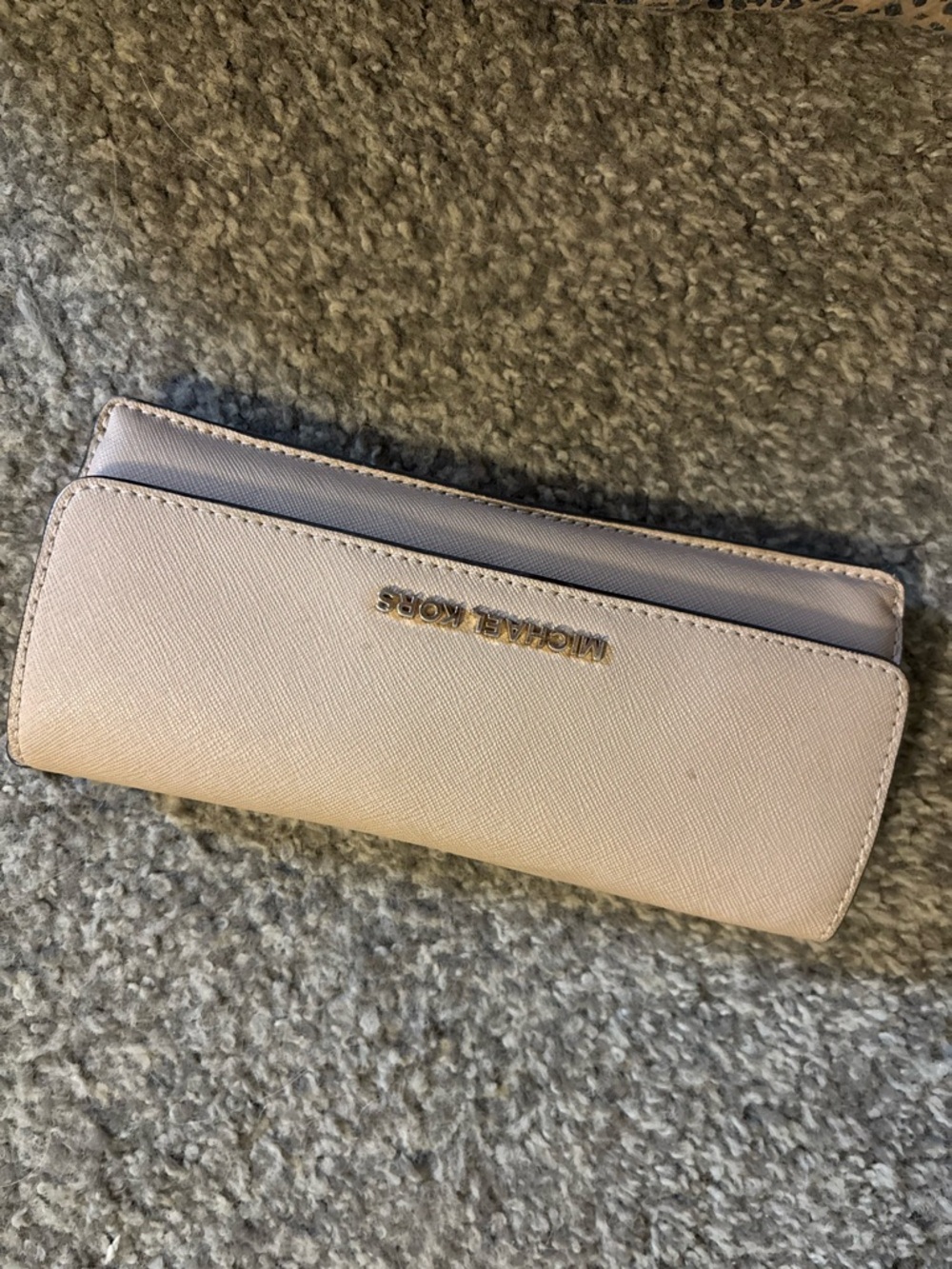 Michael Kors tan Saffiano Continental Wallet with Gold Logo